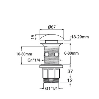 BLOK umyvadlová výpust 5/4“, click-clack, zátka leštěný béžový travertin 2401-901