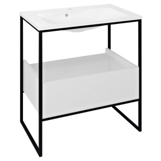 SKA konzole pod umyvadlo se zásuvkou 750x850x460mm, černá mat/bílá lesk SKA602