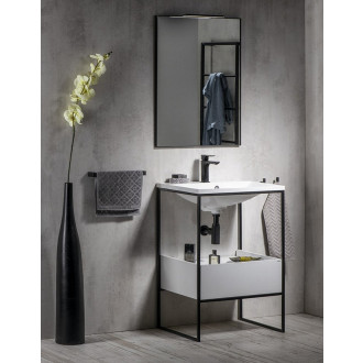 SKA konzole pod umyvadlo se zásuvkou 750x850x460mm, černá mat/bílá lesk SKA602