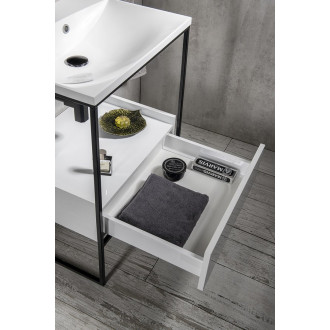 SKA konzole pod umyvadlo se zásuvkou 750x850x460mm, černá mat/bílá lesk SKA602