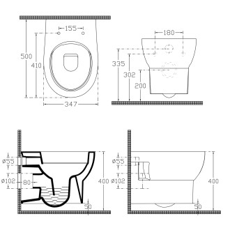 ABSOLUTE závěsná WC mísa, Rimless, 35x50cm, bílá 10AB02002