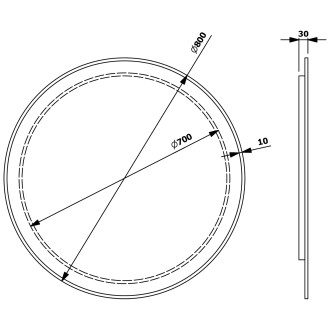 SHARON kulaté zrcadlo s LED podsvícením ? 80cm, černá mat 31255CI