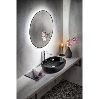 SHARON kulaté zrcadlo s LED podsvícením ? 80cm, černá mat 31255CI