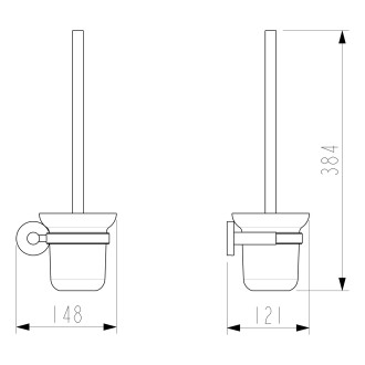 X-ROUND WC štětka závěsná, mléčné sklo, chrom XR323