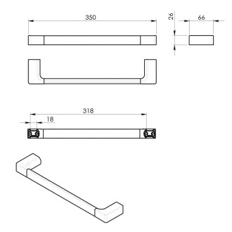 PIRENEI držák ručníků 350x66mm, bílá mat PI213502
