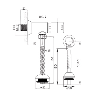 Mereo "Pisoárová sada s tlačným ventilem 1/2"" x 1/2""" CBT803S