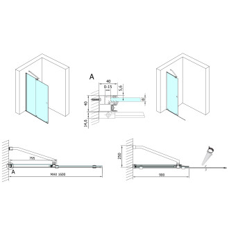 MODULAR SHOWER zástěna s pojezdy 1600 mm MS5-160