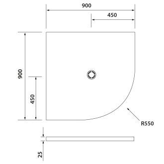 FLEXIA vanička z litého mramoru čtvrtkruh, s možností úpravy rozměru, 90x90cm, R550 91181