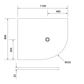 FLEXIA vanička z litého mramoru čtvrtkruh, s možností úpravy, 110x80cm, R550, levá 91261