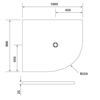 FLEXIA vanička z litého mramoru čtvrtkruh, s možností úpravy, 100x90cm, R550, levá 91321