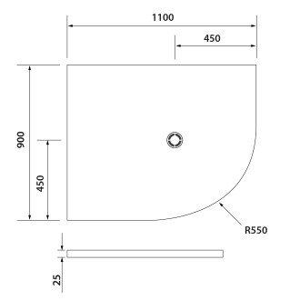 FLEXIA vanička z litého mramoru čtvrtkruh, s možností úpravy, 110x90cm, R550, levá 91341