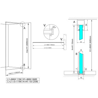 ARCHITEX kalené sklo, L 1000 - 1199mm, H 1800 - 2600mm, čiré AL1012