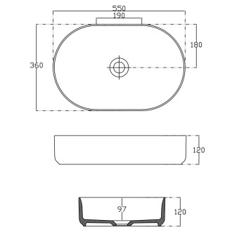 INFINITY OVAL keramické umyvadlo na desku, 55x36cm, černá mat 10NF65055-2N