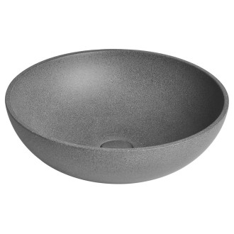 TURF betonové umyvadlo na desku, včetně výpusti, ? 44cm, černý granit AR436