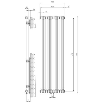 FEDE otopné těleso 1500x490 mm, 10 seg., bílá mat IR194