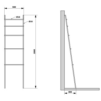 DEBUT sušák ručníků na opření 500x1860x32mm, černá mat SE121