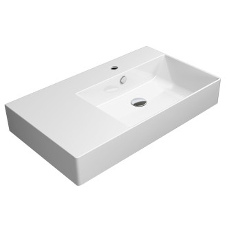 KUBE X keramické umyvadlo 80x47cm, s odkládací plochou vlevo, bílá ExtraGlaze 9457111