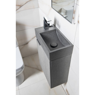 CREST L betonové umývátko, nástěnné, včetně výpusti, 40x22cm, černý granit AR403