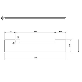 PONTE police Rockstone 760x12x150mm, bílá mat RS007