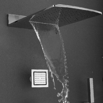 Nástěnná hlavová sprcha s kaskádou 600x320mm, chrom DC456