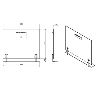 WEGA zrcadlo s policí 900x800mm, černá mat 60092-9B