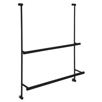 Závěsný držák ručníků na sprchovou zástěnu 600x730x125mm, černá mat 1301-09B