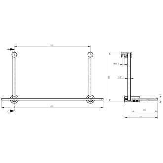Závěsná skleněná polička na sprchovou zástěnu 400x180x125mm, černá mat 1301-15B