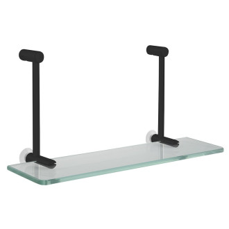 Závěsná skleněná polička na sprchovou zástěnu 400x180x125mm, černá mat 1301-15B