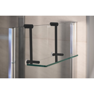 Závěsná skleněná polička na sprchovou zástěnu 400x180x125mm, černá mat 1301-15B