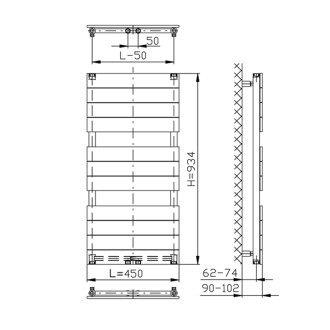 BONDI otopné těleso 450x934 mm, bílá DC400T