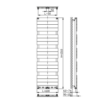 BONDI otopné těleso 600x1510 mm, bílá DC440T