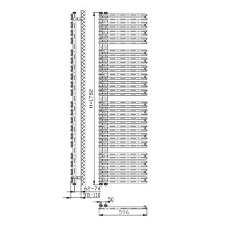 TUBINI otopné těleso 596x1782 mm, Antracit DC335T