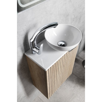 MINOR deska pod umývátko 40x22,5cm, baterie vpravo, litý mramor, bílá MR405