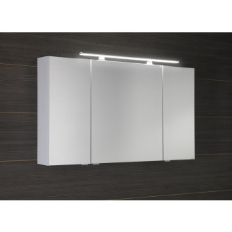 MIRRÓ galerka s LED osvětlením, 3x dvířka, 120x70x16cm, bílá MC121-0030