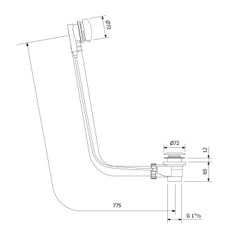 Vanová souprava s bovdenem, délka 775mm, zátka 72mm, černá mat 71681B