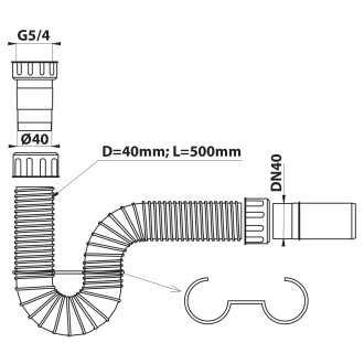 FLEXY umyvadlový sifon 5/4", DN40, bílá 151.123.0