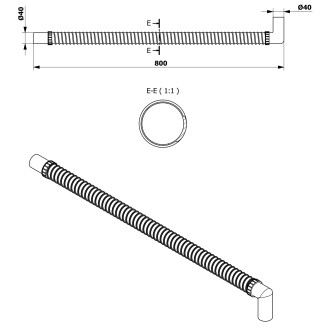 FLEXY ohebná propojovací trubka, L-80cm, koleno 40/40mm 164.321.0