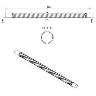FLEXY ohebná propojovací trubka, L-80cm, rovné 40/40mm 164.322.0
