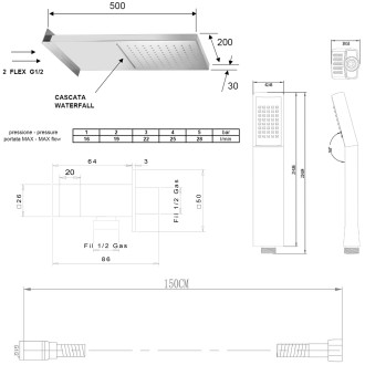 KIMURA podomítkový sprchový set s termostatickou baterií, box, 3 výstupy, chrom KU383-21