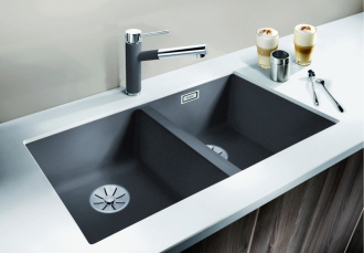 Blanco SUBLINE 350/350-U dřez pod desku černá granit 525 987