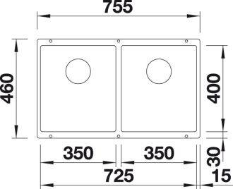Blanco SUBLINE 350/350-U dřez pod desku černá granit 525 987