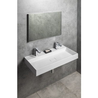 GODIVA umyvadlo, litý mramor, 96x44cm, 2 otvory pro baterii, bílá GU096-2