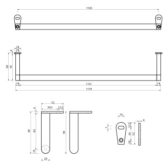NORM čelní držák ručníků 125cm, chrom PASAND125
