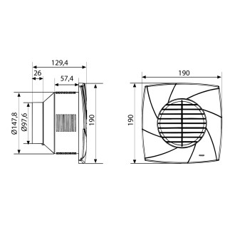 CB-100 PLUS radiální ventilátor, 25W, potrubí 100mm, bílá 840000