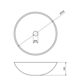 BLOK kamenné umyvadlo na desku ? 42 cm, bílá carrara mat 2401-42