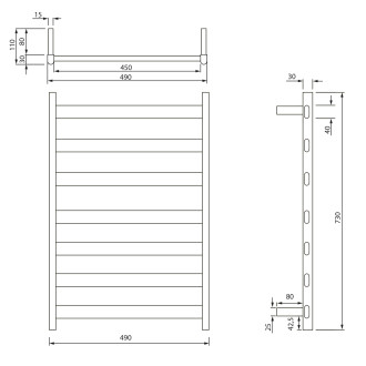 ELIAS elektrický sušák ručníků 490x730x110 mm, 105 W, černá mat EB550