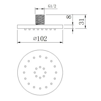 Pevná nástěnná sprška kulatá, chrom AQ741 43154