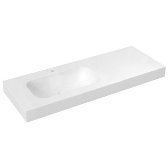 EMICO umyvadlo, Rockstone, 130x50cm, límec L, levé, bílá mat EM130-B1L-L
