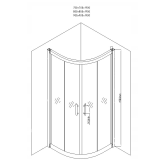 MEXEN RIO sprchový kout čtvrtkruh 70x70x190 cm 5mm černá-čiré 863-070-070-70-00