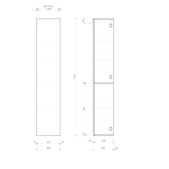ESPACE skříňka 35x172x32cm, 1x dvířka, levá/pravá, bílá lesk ESC330-3030